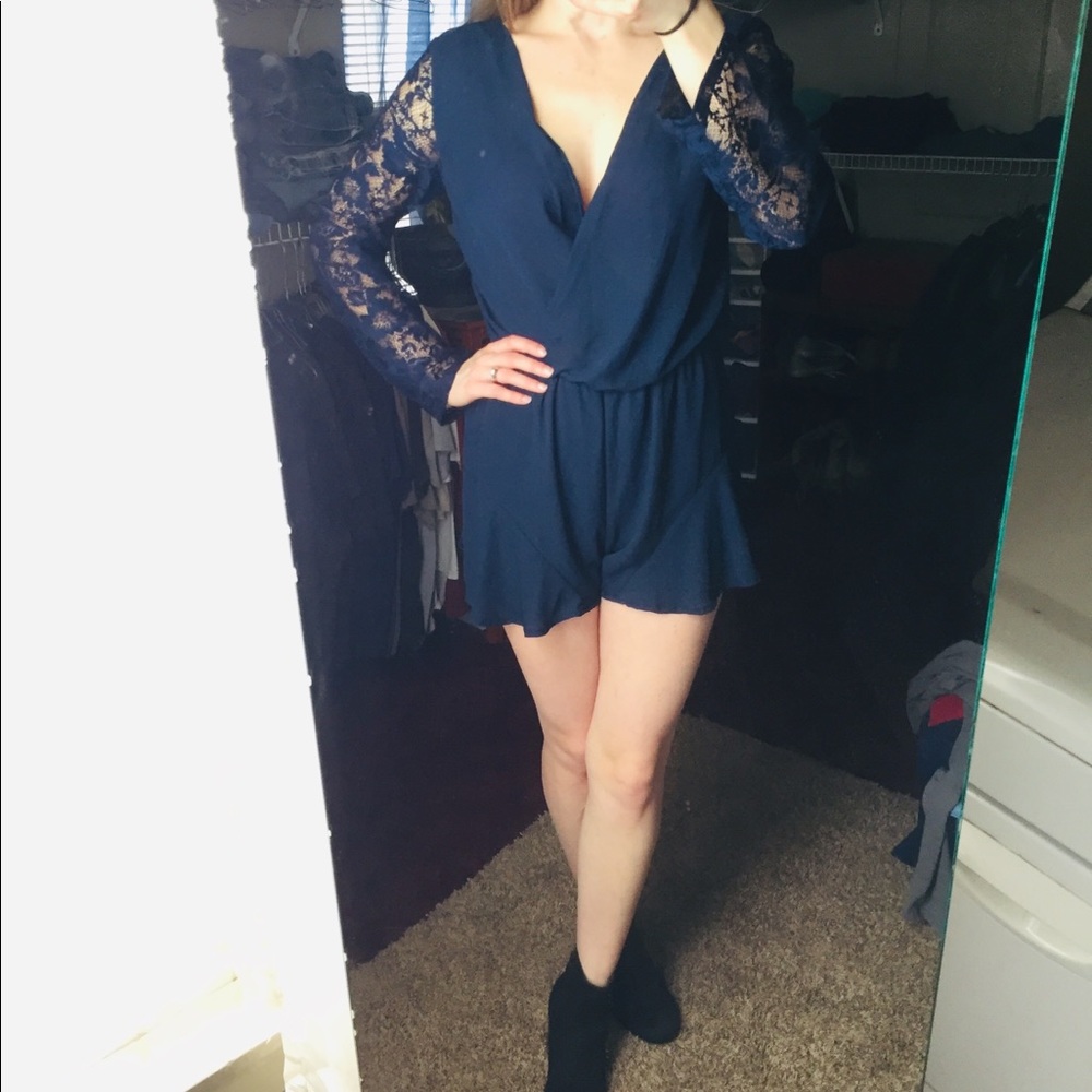 Navy Long-Sleeve Romper